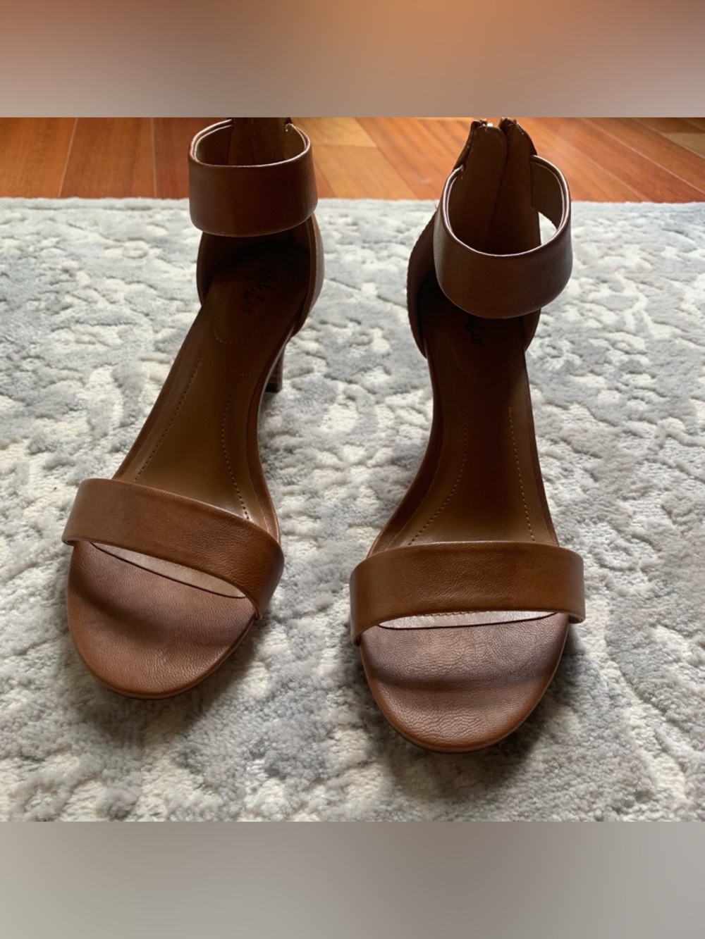 Style & Co. Tan Ankle-Strap zip back 3 inch Sandals - Picture 2 of 9